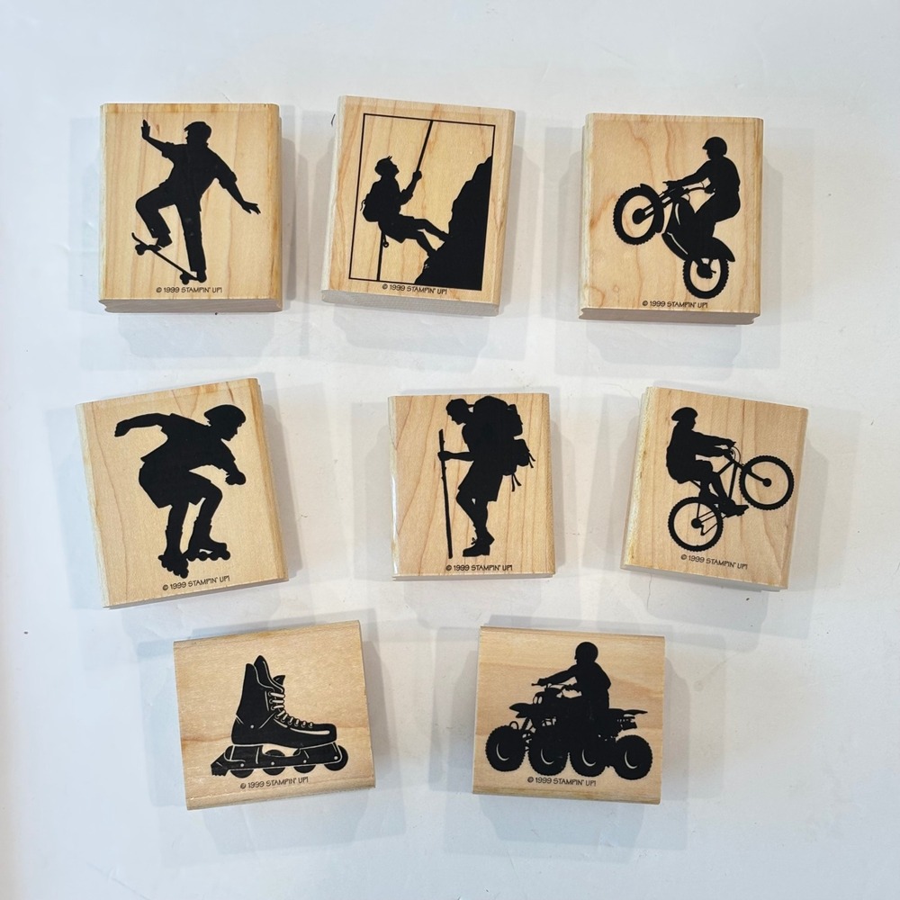 Stampin Up Rubber Stamps Set Lot Extreme Sports BMX Bike Skateboard Rollerblade